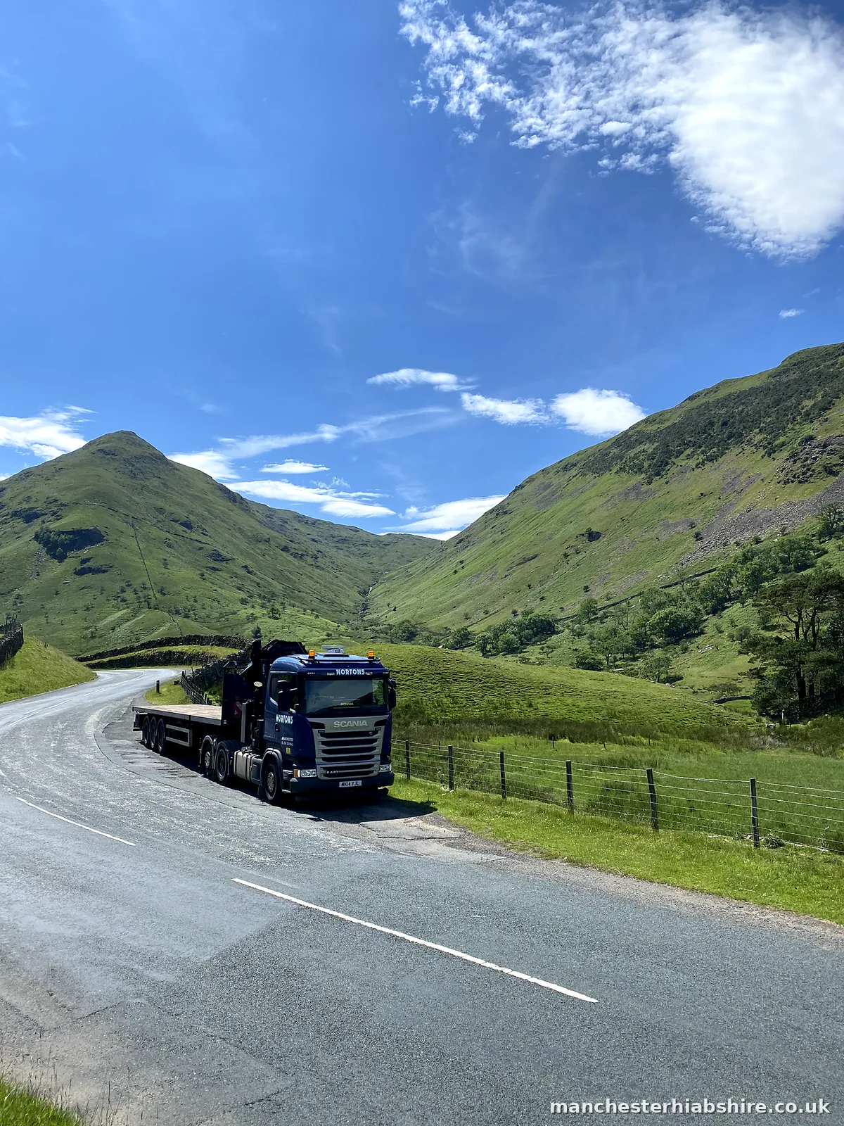 HIAB lorry on a mountain pass road