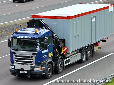 Cabin unit on a HIAB lorry travelling on the motorway