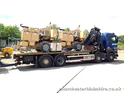 Equipment load secured on the lorry bed with the HIAB stowed