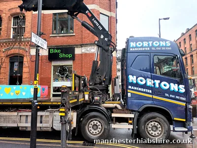 Wagon and drag HIAB lifting concrete bollards