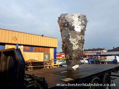 Sculpture loaded on the HIAB flatbed for relocation