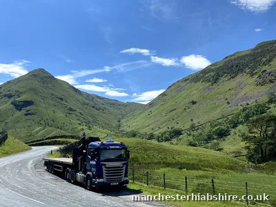 HIAB lorry on a mountain pass road