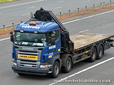 Loaded HIAB lorry on the M74 in southern Scotland